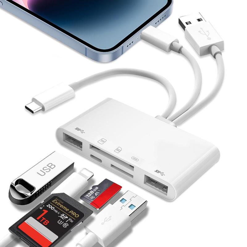 NEC - SDカードリーダー 5in3 i-Phone/Type-c/USB 三線一体型多機能カードリーダー USB/SD/TFカード 変換アダプタ 0TG機能 写真/ビデオ/資料 双方向高速転送 設定不要 i-Phone/Android/i-pad/PC/デジカ