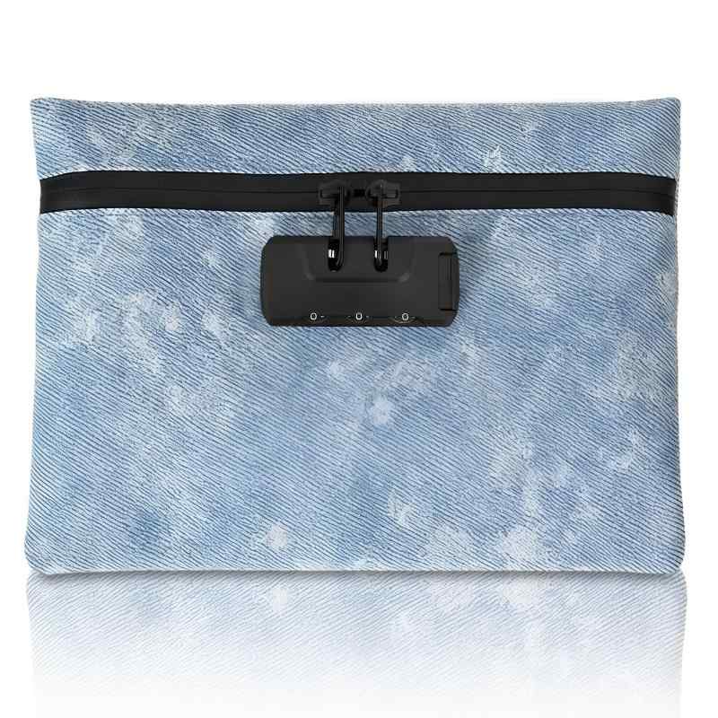 へいりん Heirin 鍵付きポーチ 【防犯・防水】 貴重品ポーチ 鍵付き財布 軽量・携帯 3桁ダイヤルロック 出張 旅行 家庭用 (ブラック/デニムブルー)