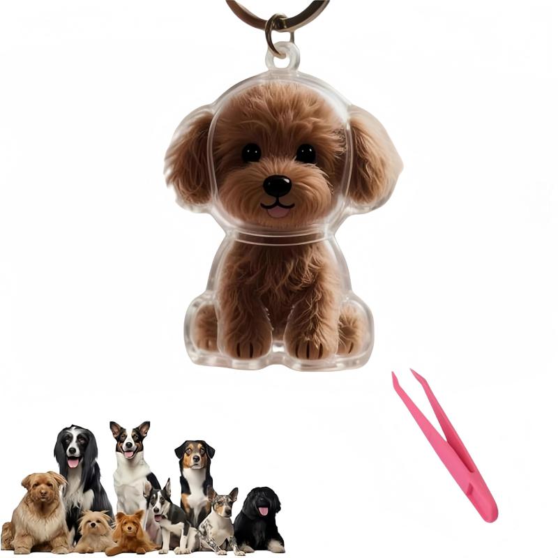 [KOVOL] 犬 毛 キーホルダー フルモデルチェンジ版 ペットの毛の記念品 遺ヘア 収納 ケース と毛のピックアップ付きのポータブル 透明 ペ ット小動物 メモリアルグッズ