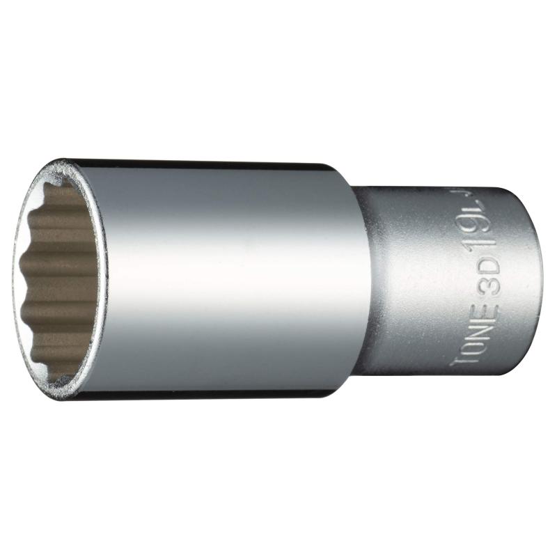 トネ(TONE) ディープソケット(12角) 3D-19L 差込角9.5mm(3/8") 二面幅19mm
