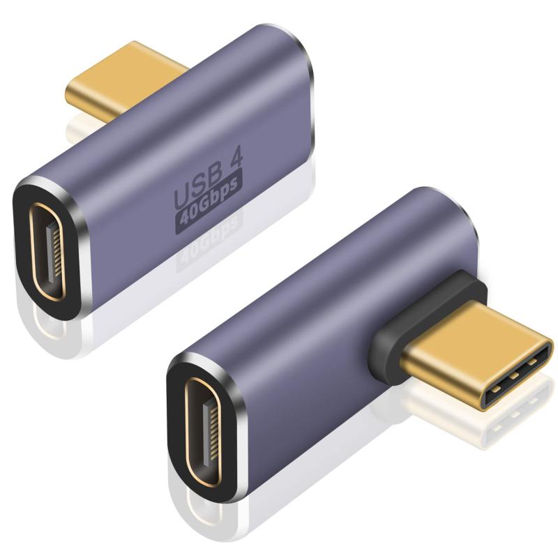 Poyiccot L字 USB C 変換アダプタ、USB C L字アダプタ40Gbps、USB Type C 延長アダプタ、[ 高速転送100W 5A急速充電8K@60Hz映像出力] L字型 USB Type C 変換アダプタ オスメス延長アダプタ、対応