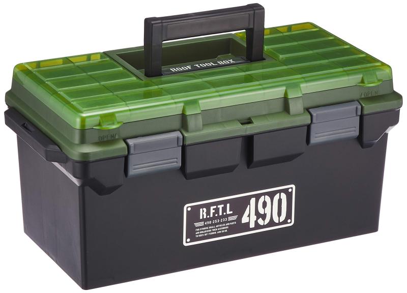 乐天商城 - JEJアステージ 収納ボックス Xシリーズ ルーフツールBOX 490X ブラックグリーン 幅49×奥行25.3×高さ23.3cm
