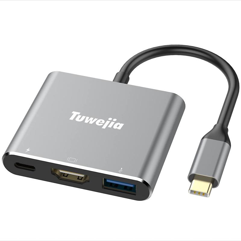 USB Type-c HDMI アダプタ Tuwejia Usb タイプc 4K 解像度 hdmiポート+USB 3.0ポート+USBタイプC急速PD充電ポート変…