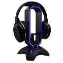 Tilted Nation RGBヘッドセットスタンドとゲーム用ヘッドホンスタンド デスクディスプレイ用 マウスバンジーコードホルダー付き Xbox、PS4、PC用USB3.0ハブ付き - ゲームアクセサリーギフトに最適