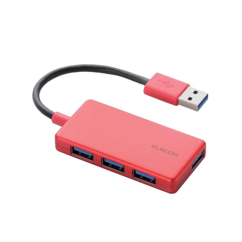 樂天商城 - エレコム USB3.0 ハブ 4ポート バスパワー コンパクト レッド U3H-A416BRD