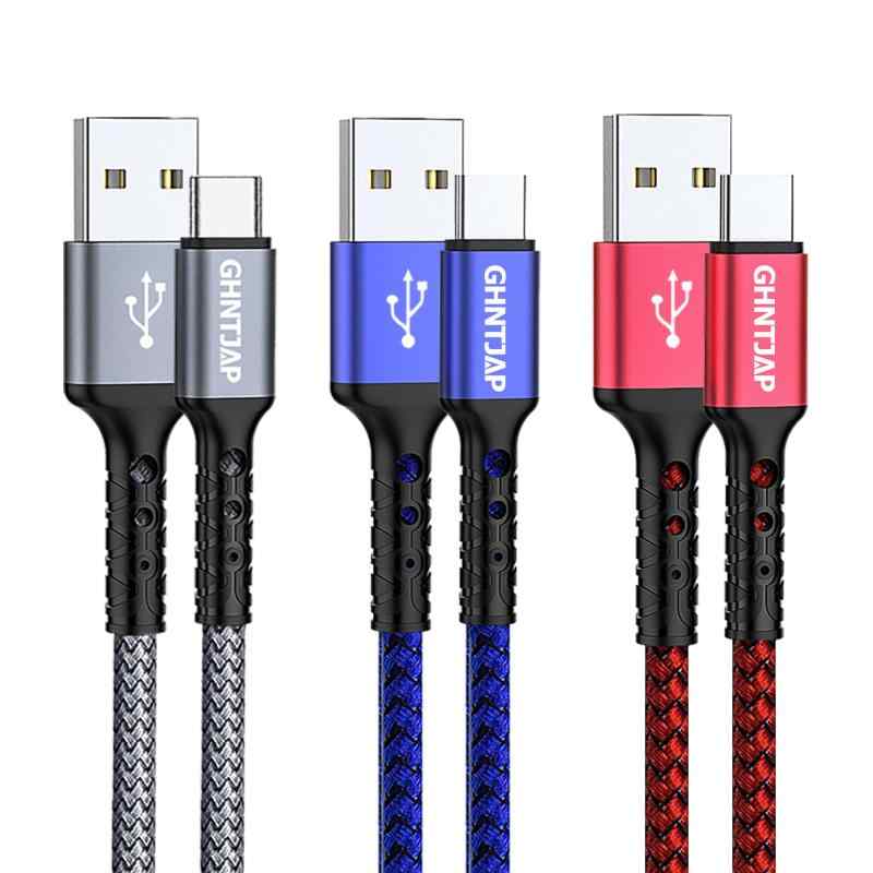 GHNTJAP USB Type C ケーブル 1M 3本/3色 USB A to USB C ケーブル 3A急速充電 QC3.0対応 USB タイプc iPhone15/Galaxy/Pixel/Xperia/LG等タイプc機器対応-（赤/青/灰色）