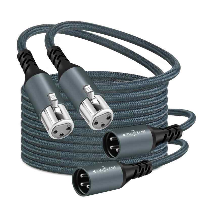 樂天商城 - Twozoh XLR オス-メス オーディオケーブル2M 2本入り, 編組バランス3ピン XLR マイクケーブル(Profesional/Hifi) 適格請求書発行可