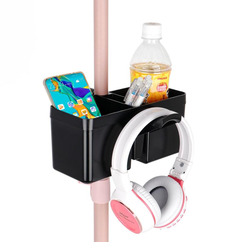 Koolehaoda マイクスタンドトレイ カップホルダー、ヘッドホンハンガー付き、譜面台、ライトスタンド、楽譜用三脚、ライブストリーミング、カラオケ、録音、マイクスタンドアクセサリーダ
