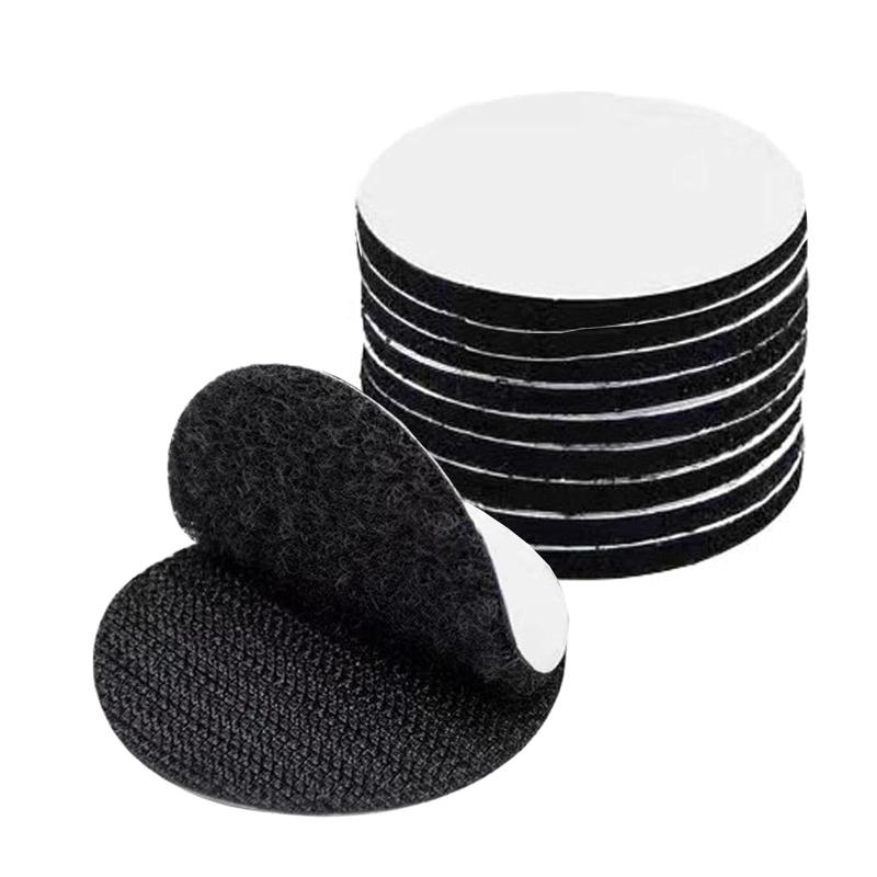 BRIIKPP マジックテープ 丸 5cm 超強力粘着 両面テープ付き 剥がせる両面テープ 防水 耐熱 防じん 庭用 手芸用 オス メス 黒 10枚セット