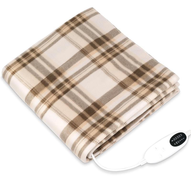 Electric Blankets - 電気毛布 敷き 掛け兼用 節電 4段階タイマー 140×80cm 切り忘れ防止タイマー付き 洗濯可能 5段階温度調整 防寒対策 毛玉なし ギフト 丸洗い可 ダニ退治（チェック柄）