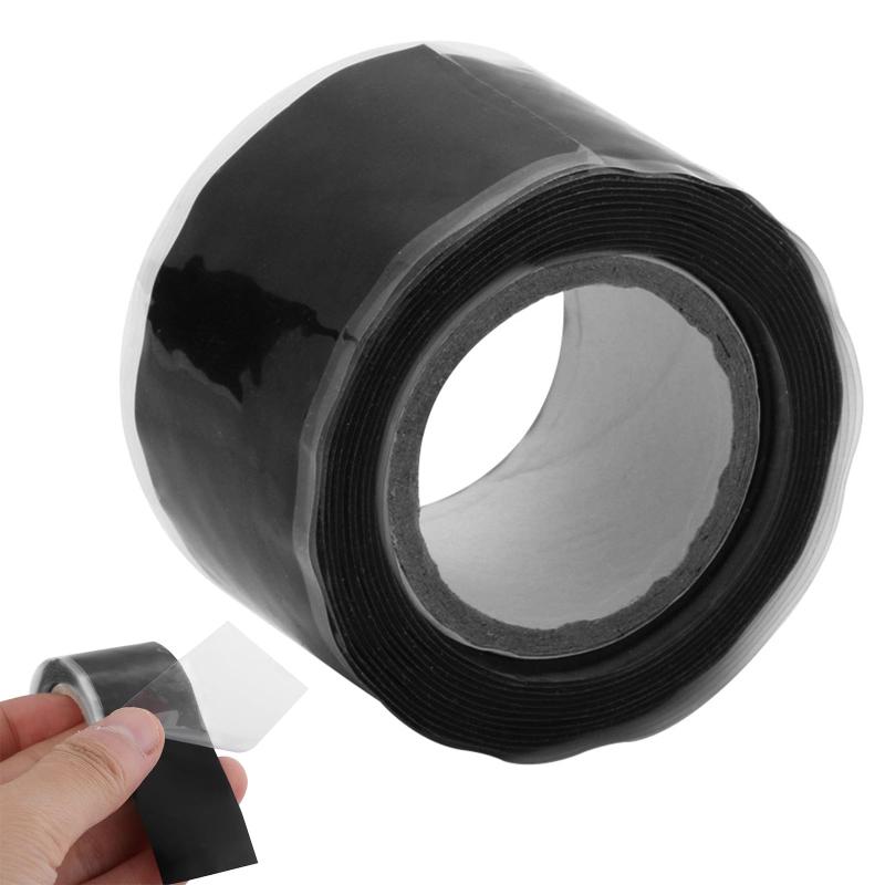 Rakuten - FsGrg 自己融着テープ シリコンテープ 防水 耐寒性 耐熱性 絶縁 -60℃～260℃ PVCパイプの修理に適しています 緊急パイプライン修理 水道管の水漏れ修理 電気修理 多目的 3m×25mm ブラック [並行