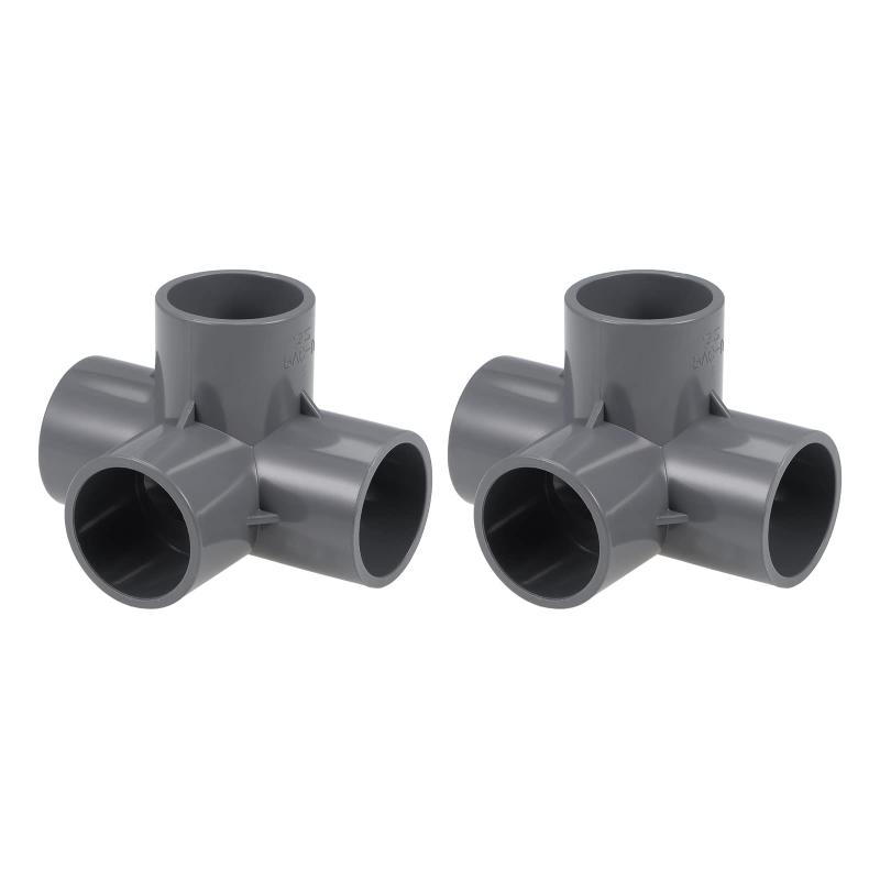 樂天商城 - METALLIXITY ティーPVC管継手 32 mm 2個 4ウェイ エルボー PVC管継手 家具コネクタ 水道造る DIY ガーデンシェルフ 温室用 グレー