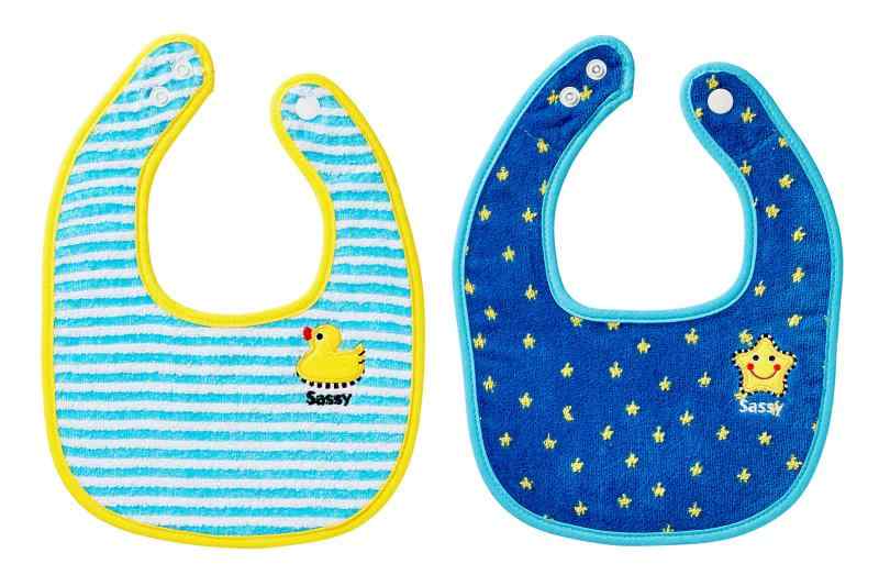 SASSY(サッシー) サッシータオル・ビブセット ブルー 綿100% ふんわり柔らか 2段階サイズ調節可能 よだれかけ スタイ タオル 赤ちゃん 出産祝い ギフト BBSA91510[商品サイズ] 【首周り】27cm・29cm(2段階サイ...