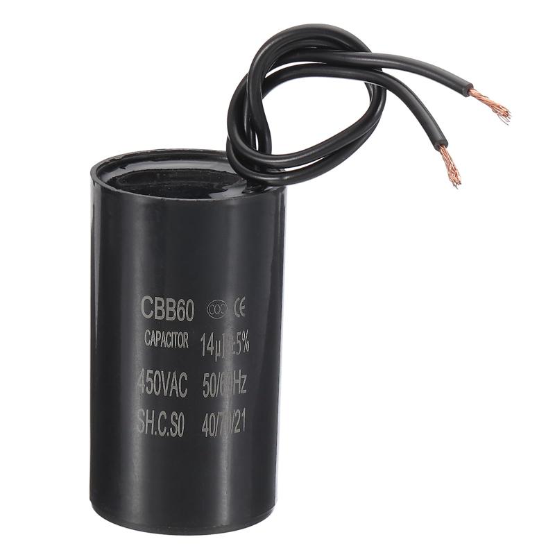 PATIKIL 14μF CBB60 ランニングコンデンサー AC 450V 2線式 50/60Hz モーター用コンデンサー サイズ60x33x60mm 黒