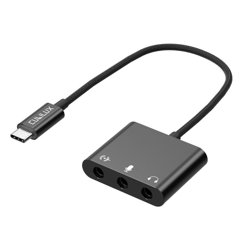 Onkyo - Cubilux USB C マイク アダプター 録音・配信用 – USB-C to 3.5mm TRRS オーディオ変換アダプター – ライン入力・マイク入力・ヘッドホン出力対応 – ノートPC/Windows/Mac対応