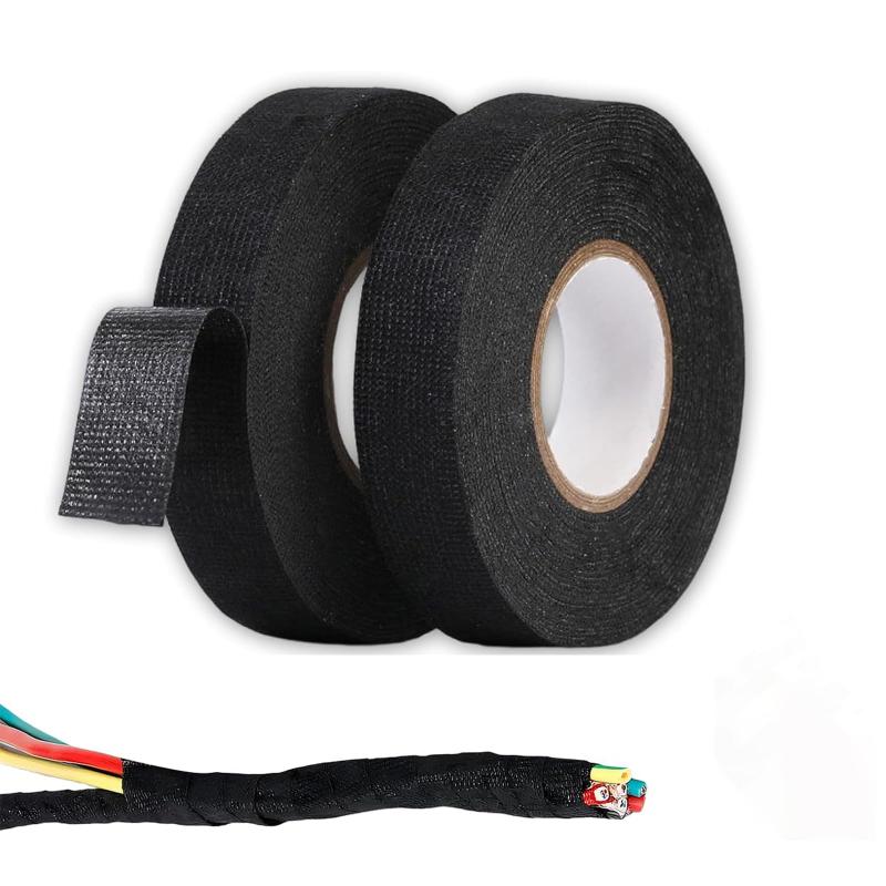 Mirhua 絶縁テープ 2個入り 19mm 自動車用 ワイヤーハーネステープ ハーネス配線テープ エンジンルーム配線 耐老化性 耐熱 耐油 耐腐食 電線の絶縁保護 2個入り 黒 (19mm*15m)
