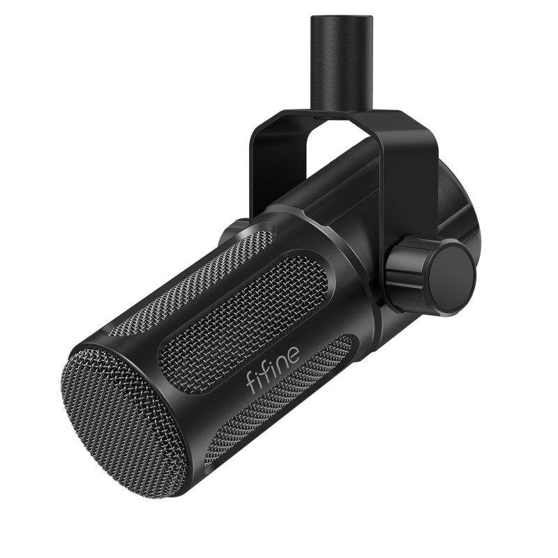 FIFINE XLR 高性能 ダイナミックマイク 金属製電磁干扰防止 単一指向性 ポットキャスト/配信/実況/ストリーミング適用 XLR端子のみ搭載 配信機材対応 ケーブル付属なし ブランド正規品 ブラッ