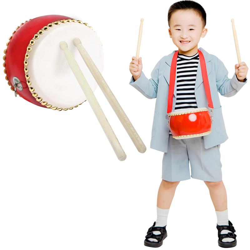 Rxakudedo 小太鼓 打楽器 パーカッション バチ・収納袋・カスタネット付き 25cm×14cm 本革張り 音楽 …