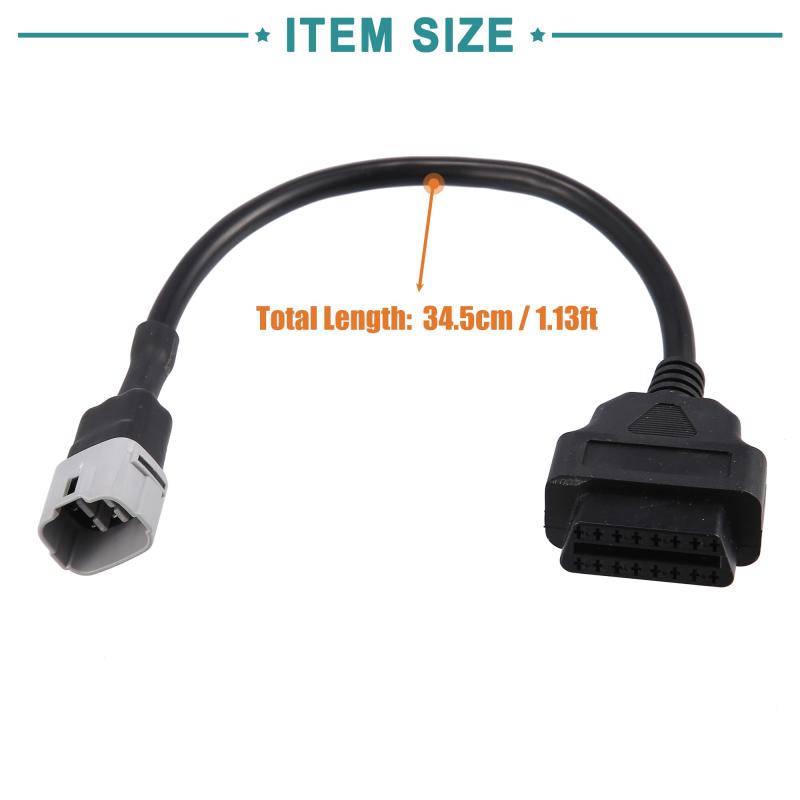 ACROPIX 34.5cm 1.13ft 6ピンからOBDIIケーブルコード診断アダプターケーブル モーターサイクルOBD2スキャナー診断ケーブルアダプター スズキに対応用 - 1個入り