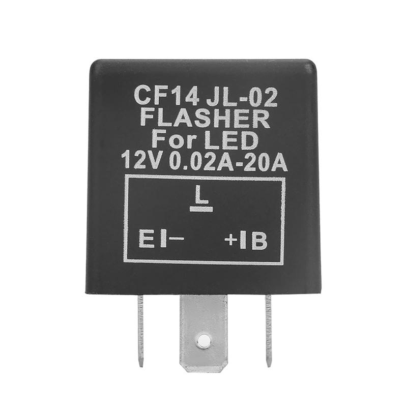 フラッシャーリレー LEDフラッシャーリレー 点滅速度 調整可能 12V 防水 CF14 3ピン LEDリレー ウインカーライト ハイパーフラッシュ修正 自動車用 電子フラッシャー （ブラック ）
