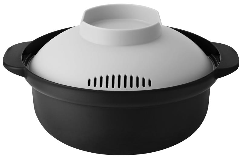 アンドエヌイー(&NE) らくチン レンジ鍋 レコポ recopo ブラック 1.5L 日本製 一人用 レシピ付き 小型 軽量 レンジ調理鍋 電子レンジ用 鍋 ラーメン パスタ NIM-118-BK