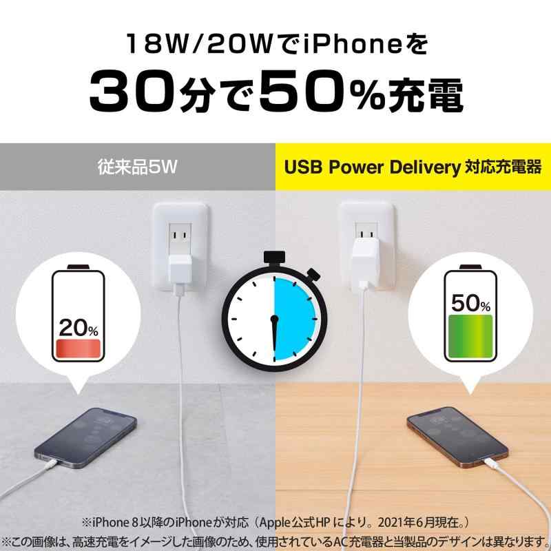 エレコム USB コンセント 充電器 20W ( USB PD対応 ) Type-C×1 ホワイトフェイス MPA-ACCP17WF