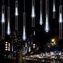 LEDスノーフォールライト 50cm 10本 【3M延長コード付き】 540球 コード直径1.8mm 防雨型 イルミネーション クリスマス LEDスノードロップライト 流れ星 (クリアコード, ホワイト)