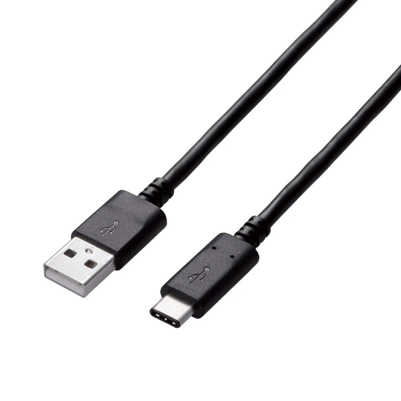 エレコム USBケーブル Type C (USB A to USB C) 3.0m USB2.0認証品 3A出力 最大480Mbps ブラック U2C-AC30NBK