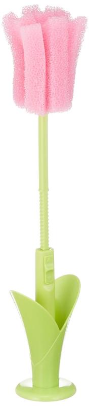 大和化学 水筒・ボトル洗い用スポンジ リーフ型スタンド付き 赤