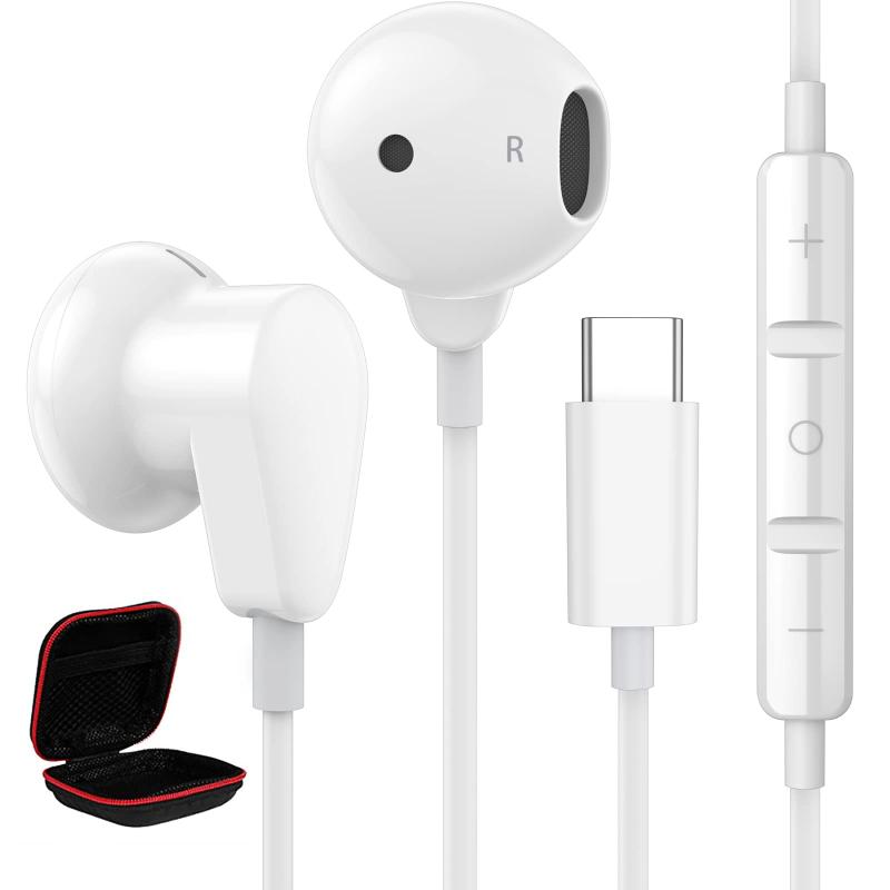 USB Cヘッドフォン Samsung Galaxy S26 Plus S25 S24 FE S23 S22 A54 A56 A35用 USB Type C イヤホン マイク付き 有線イヤホン iPhone 17 16 Pro Max ノイズアイソレーシ