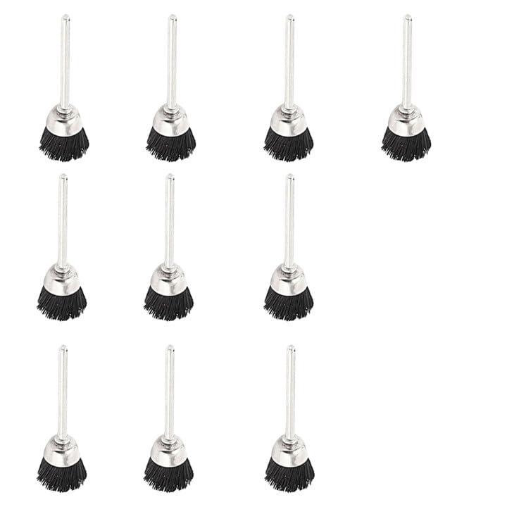 Rakuten - TVETE 金属ハンドルナイロン豚毛ヘッド研磨ツール3mm 【10個】リューター 豚毛ブラシ 斧砥石研磨ルーター バフ研磨ブラシ 表面研磨用