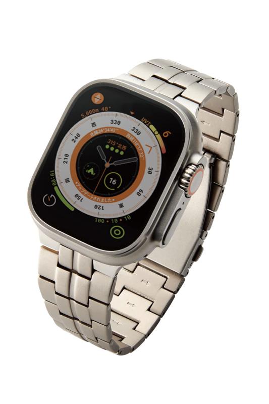 乐天商城 - エレコム アップルウォッチ Apple Watch バンド 【49mm 45mm 44mm 42mm / Ultra 3/2Ultra, SE3/2/SE, 11 10 9 8 7 6 5 4 3 2 1 対応】 チタン ステンレス 金属 三つ折れプッシ