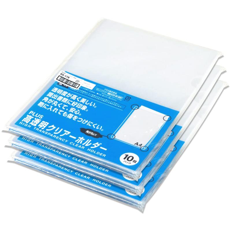Rakuten - プラス クリアファイル クリアホルダー 高透明 0.2mm (角R) 30枚入 FL-188HO 89-178 ×3