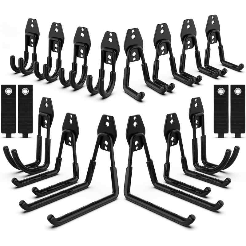 樂天商城 - THCTYRP 工具 壁掛けフック 18個セット 耐荷重25kg 高強度鋼製 2点スポット溶接 目立たない溶接仕上げ PVC保護キャップ付き はしご 自転車 ホース 草刈り機 ガーデンツール収納 ガレージ 倉庫 物