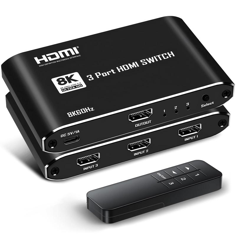 【8K＠60HZ】 HDMI 2.1 切替器 3入力1出力 Chayoo HDMIセレクター 分配器 リモコン付き 48Gbps高帯域 HDCP2.3 PS5/PS4 pro/Xbox/TV-box/PC/Switch/BlueRay DVDプレーヤーな
