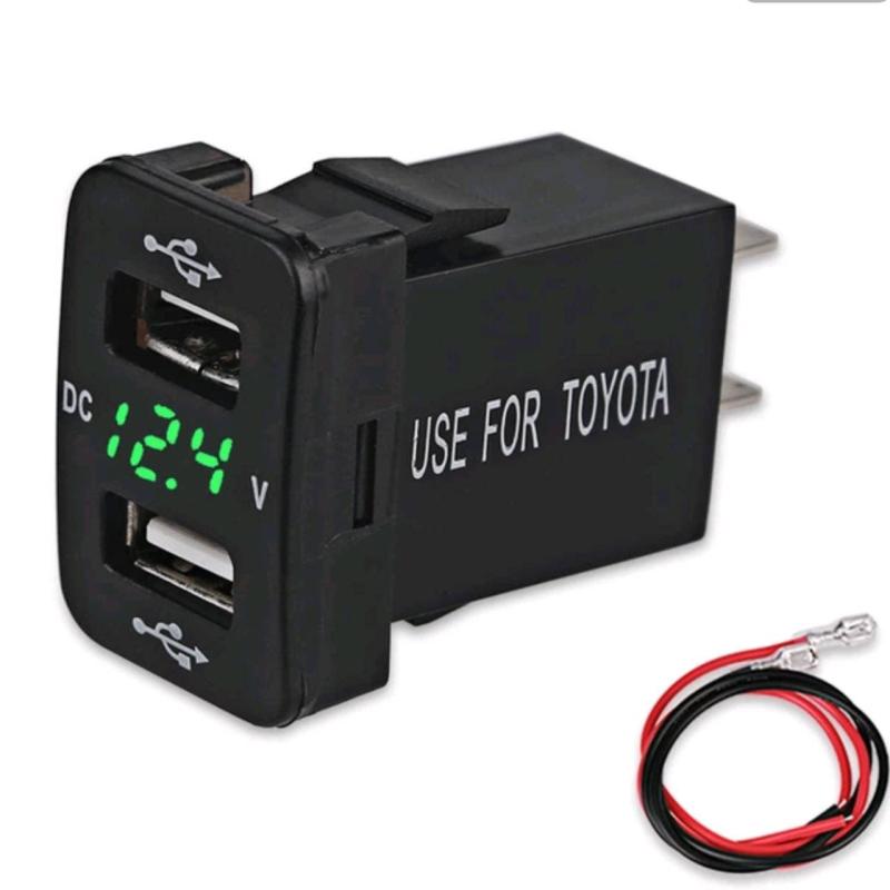 【Eight Flower】トヨタ A タイプ 専用 ダイハツ 車用 電圧計付き 急速 4.2A 2連式 USB ポート グリー..
