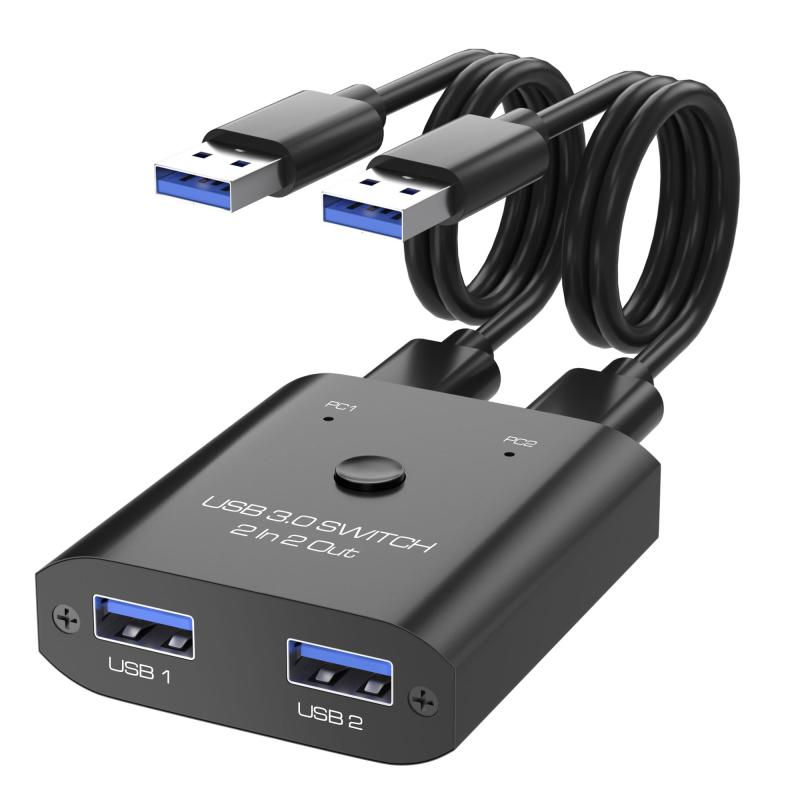 Panasonic - USB3.0 切替器 PC2台用 2入力2出力 2本のUSB3.0ケーブル付き USB 切り替え器 2台PCでキーボード/マウス/プリンタなどを共有 5Gbps高速転送 Type-A切り替え機 1台のプリンターを2台のパソコンで使用 マ