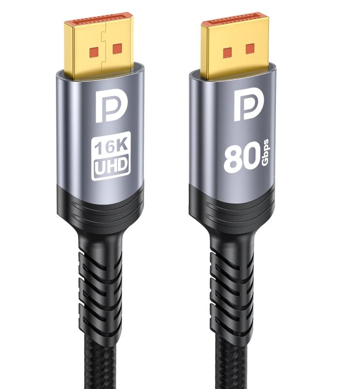Sniokco 80Gbps 16K 8K 4K DisplayPort ケーブル 2.1 3M、16K対応DP ケーブル 16K 60Hz 8K 240Hz 4K 540Hz 360Hz 240Hz対応 HDR HDCP 2.3 DSC FreeSyn