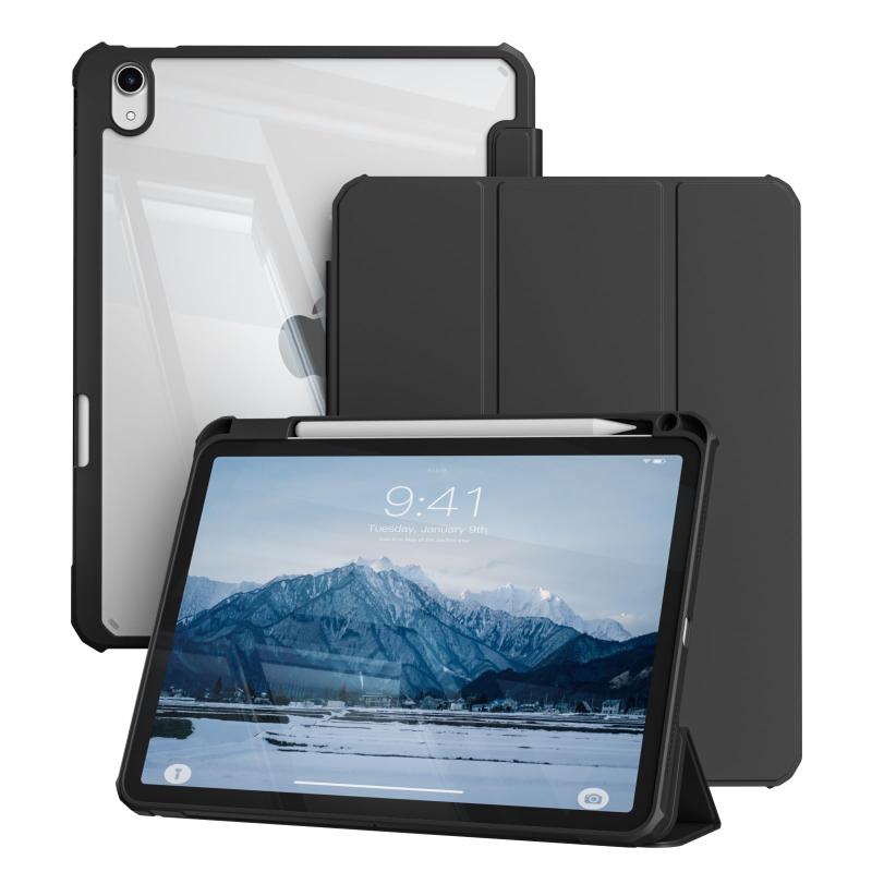 Liquid Crystal Protector - zoyu iPad 11世代ケース A16 2025対応 / iPad 10世代専用ケース 2022 10.9インチ 透明バックカバー ペンシル収納 自動ウェイク/スリープ 三つ折りスタンド 薄型軽量 耐衝撃 ソフトTPU A2696/A2757/A27