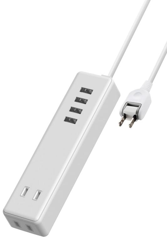 Netbook （UmPC） - エレコム 電源タップ USBタップ 3.4A (USBポート×4 コンセント×2) 1.5m ホワイト ECT-0415WH