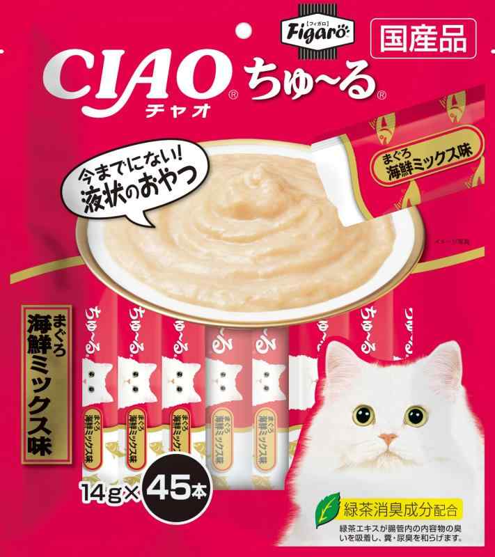 Rakuten - Figaro(フィガロ) CIAOちゅ~る まぐろ 海鮮ミックス味 14g×45本 猫用おやつ