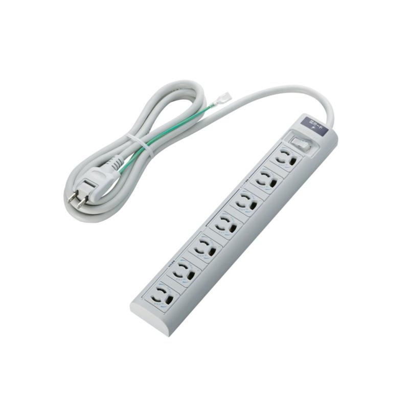 DELL - エレコム 電源タップ 3ピン 7個口 スイングプラグ 雷ガード 2m グレー T-T05-3720LG/RS