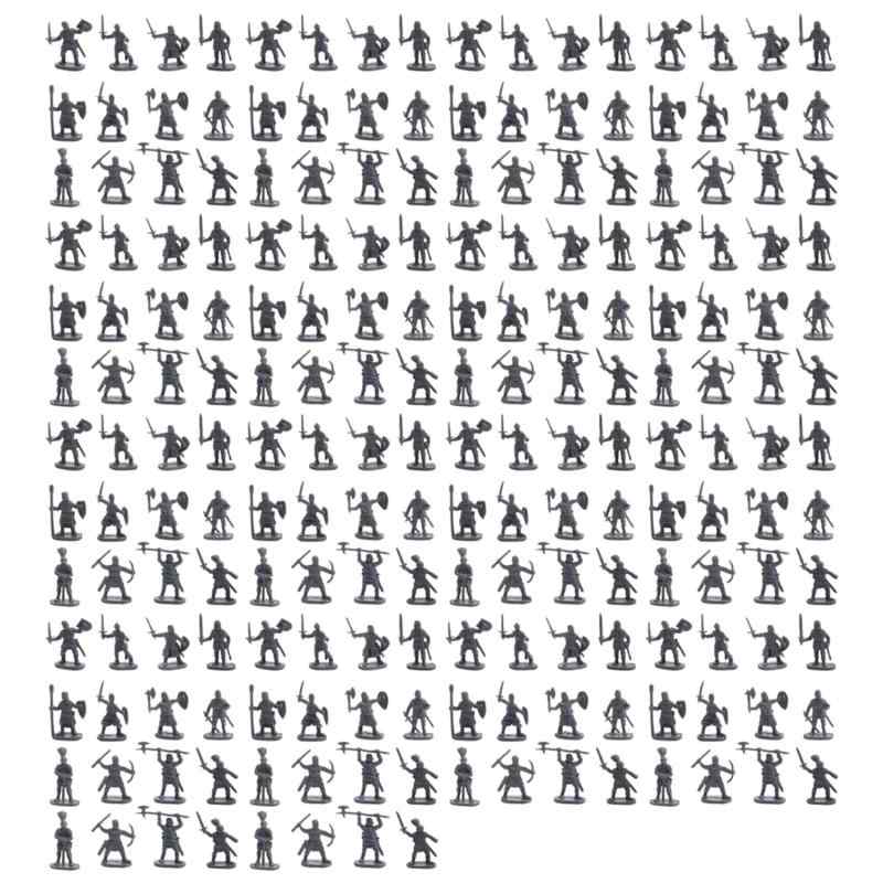 Rakuten - Ahvqevn 1:72 200/セットのプラスチック古代兵士フィギュアおもちゃ 古代の兵士 男性剣士のアクションフィギュア DIY戦争シーンのおもちゃ グレー