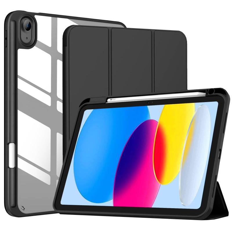 HITACHI - iPad 11世代/10世代 ケース iPad（A16）11インチ 2025/10.9インチ 2022通用 A2696 A2757 A2777 ペン収納 耐衝撃 三つ折り シリコン スマートカバー（ブラック）