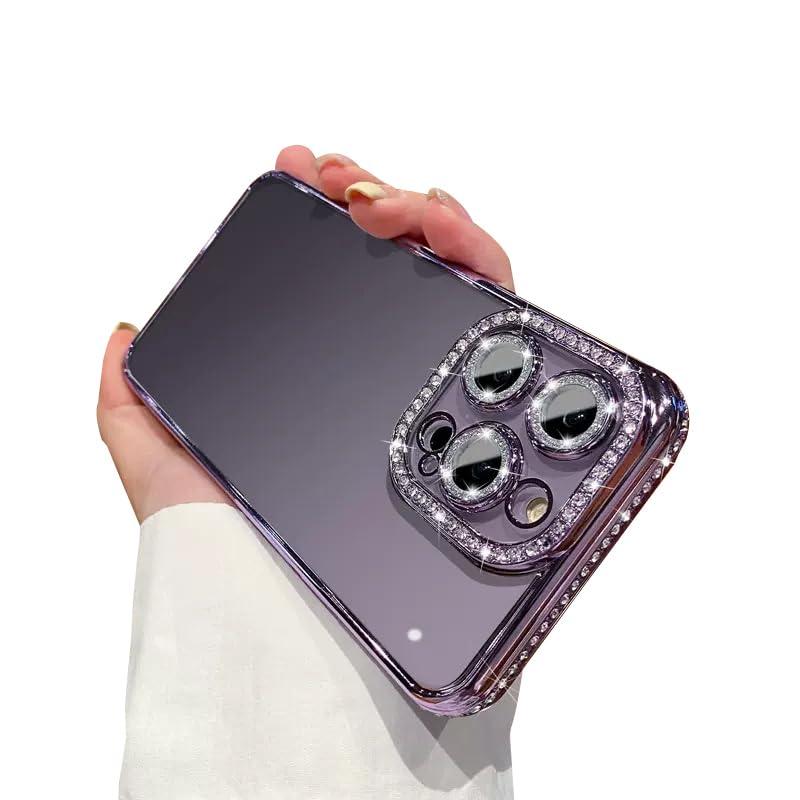 【KOOLRIVER】スマホケースカバー・アイフォン15用 カメラ保護あり ラインストーン ケース カバー クリ..