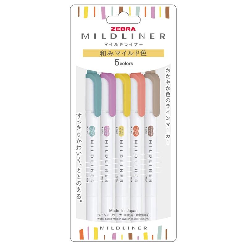 ゼブラ 蛍光ペン マイルドライナー 和みマイルド色 RC5色 WKT7-5C-RC-N