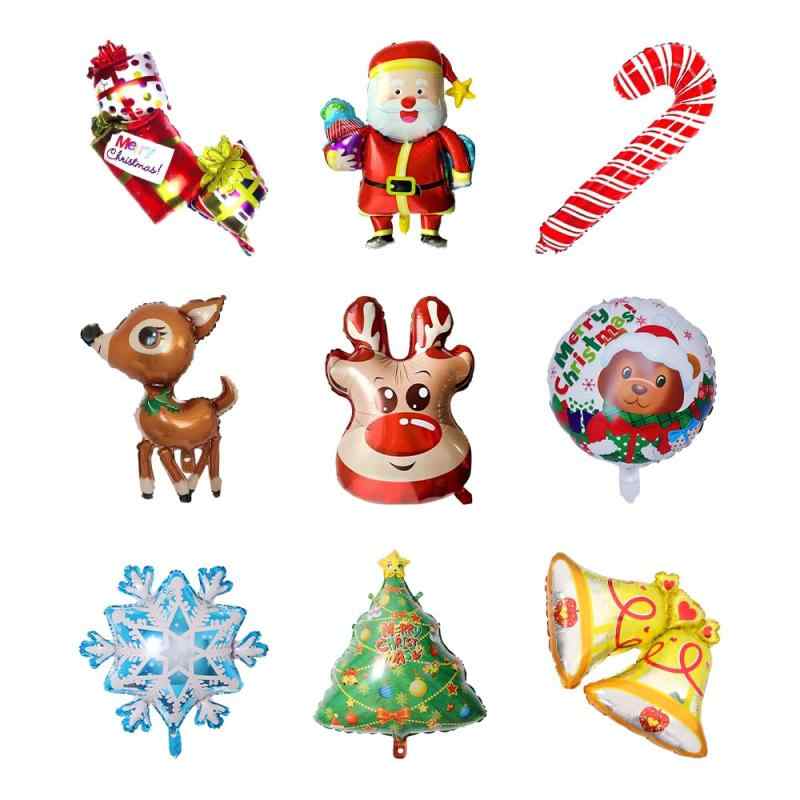 Rakuten - クリスマス 飾り バルーン 9個セット 飾り付け 豪華 巨大 風船 MERRY CHRISTMAS 装飾 クリスマスツリー、キャンディケイン、ギフト、ベル、サンタクロース、トナカイ、ヘラジカ、クマ、雪の結