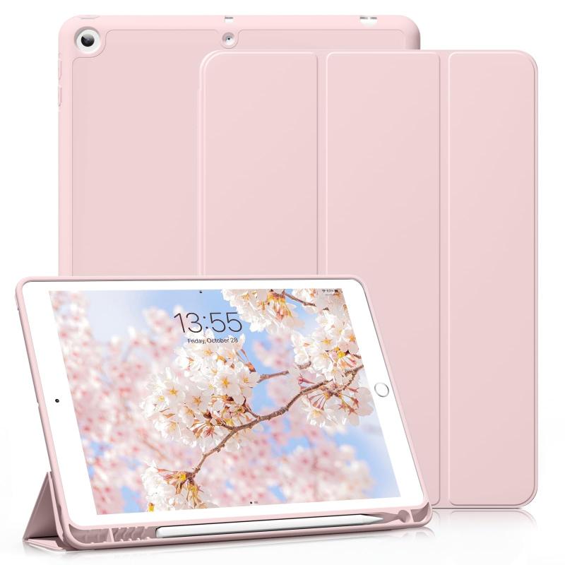 SHARP - KenKe 新型 iPad 第9世代 ケース 10.2 インチ (2021/2020/2019モデル) 軽量 柔らかいシリコン TPU材質ペン 収納 iPad9 / 8 / 7 カバー 3段階折り畳み可 スタンド マグネット付き 自動スリープ機能 iPa