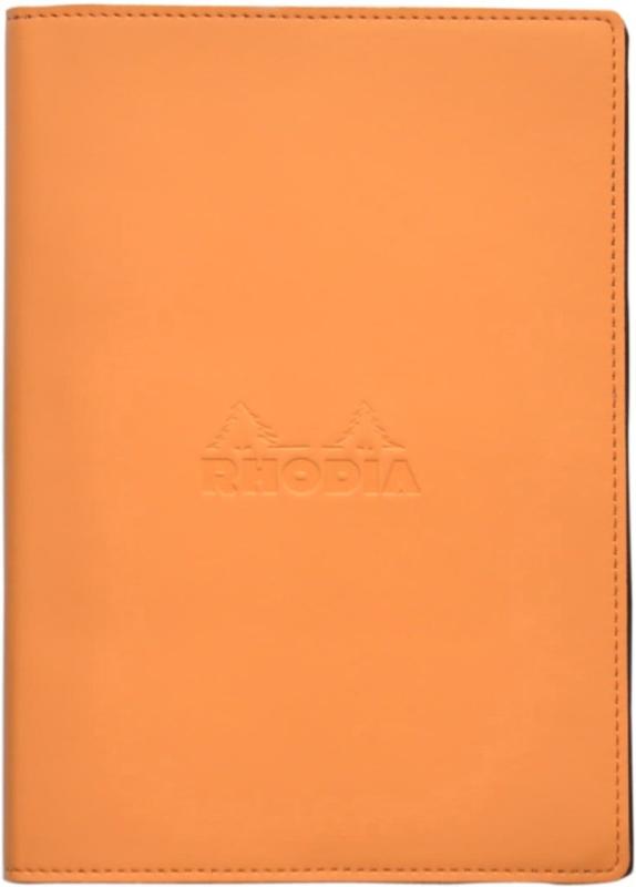 ロディア エピュレカバー 方眼罫 ノート A5 オレンジ cf11815815.8x22cmホチキス留めノートA5(5mm方眼罫/オレンジ色)がセットされてます。RHODIAロゴがカバーにエンボスされてます。しなやかな合皮カバーは長くご使用...