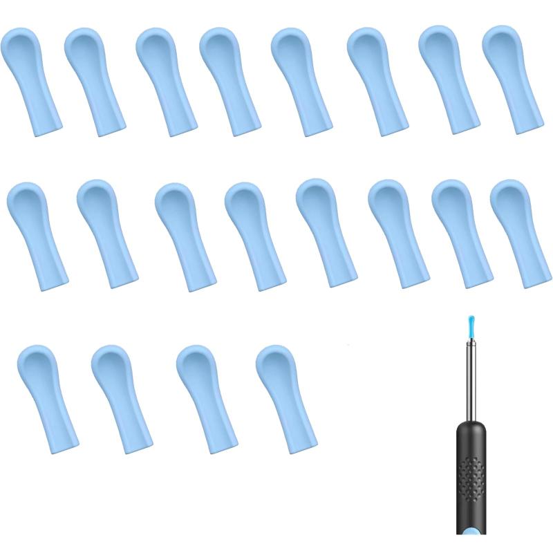 Deiboun 耳 スプーン 20個入り 3.5mm 耳かき シリコン 耳かき シリコンヘッド 交換 シリコン 耳掃除 耳スコープの先端 耳掻き 掃除 柔らかい シリコン製 交換部品 再利用可能 (ブルー)